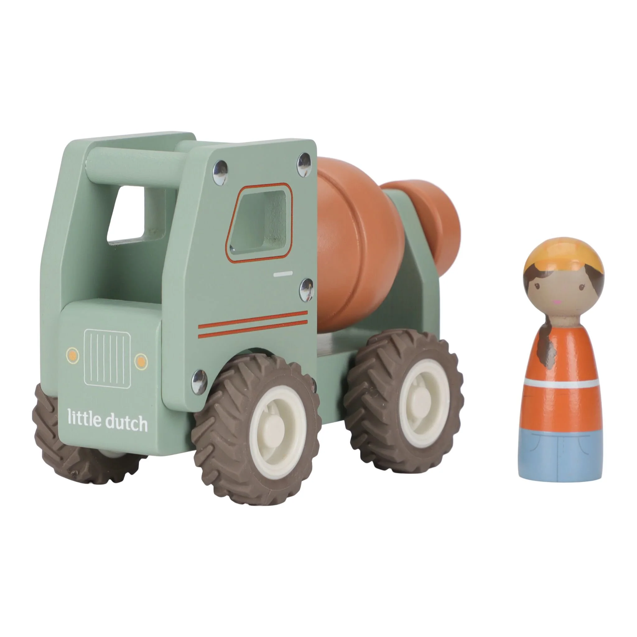 0030085_houten-cementwagen-groen-essentials LITTLE DUTCH Kamion za cement - Image 1