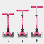 Mini Micro Deluxe Foldable LED Pink trotinet - Image 4