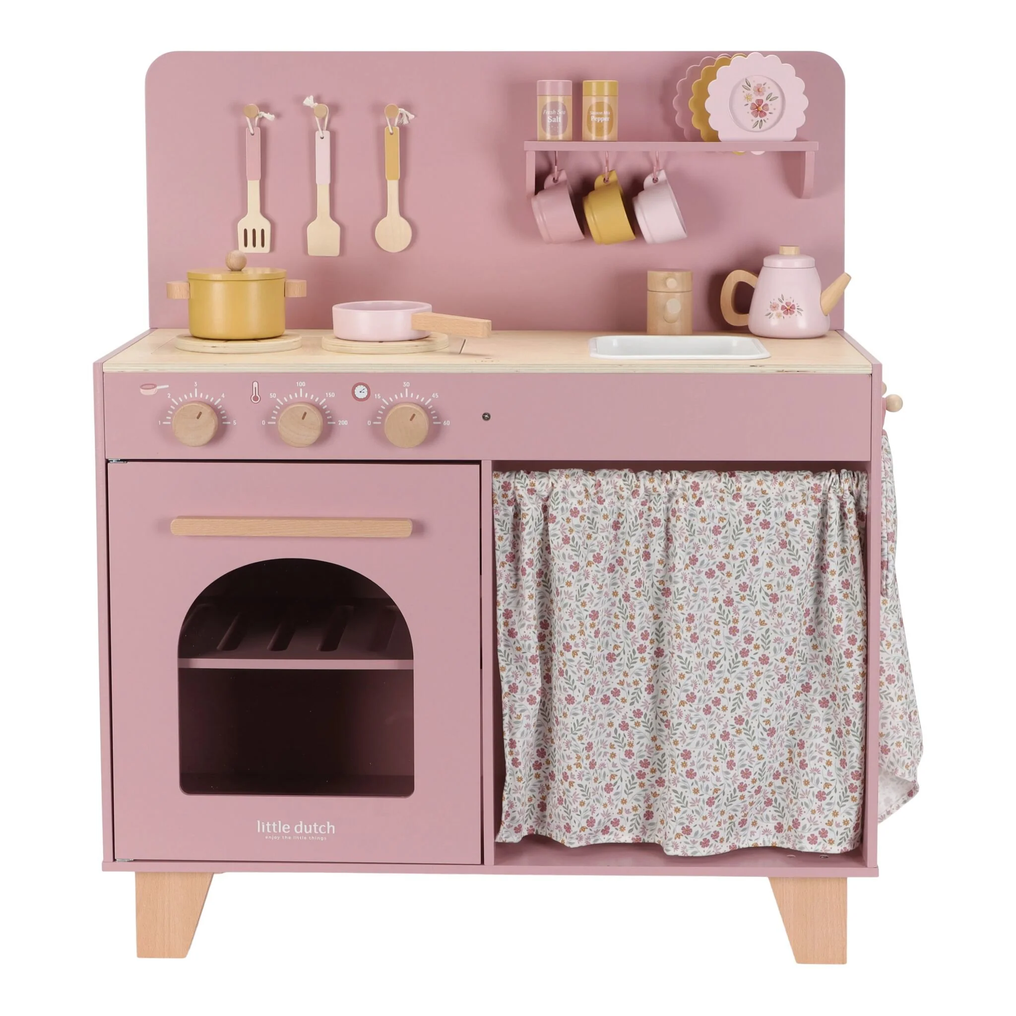 0030010_houten-roze-speelkeuken-met-accessoires LITTLE DUTCH Drvena kuhinja-roze - Image 1